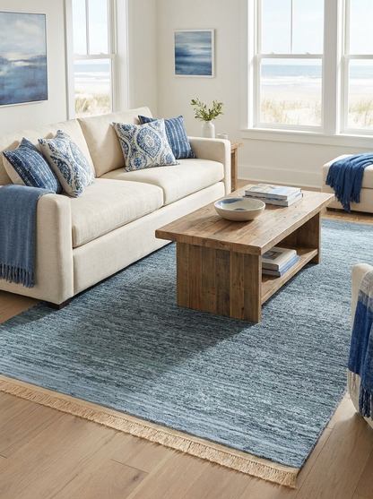 KUTNU KİLİM  01 ANTRASIT BLUE  Ombre Renk Geçişli Makinede Yıkanabilir Çift Taraflı Modern Kilim
