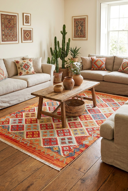 NOMAD 05 TERRA Makinede  Yıkanabilir  Çift Taraflı Otantik Dokuma  Kilim